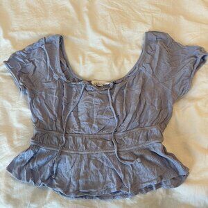 Pink Rose Lavender Peplum Top – Scoop Neck – Cinched Waist – Size Med